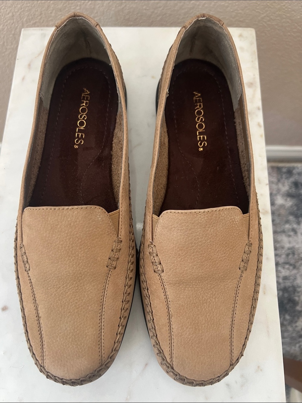 AEROSOLES Tan Leather Slip-On Casual Shoes